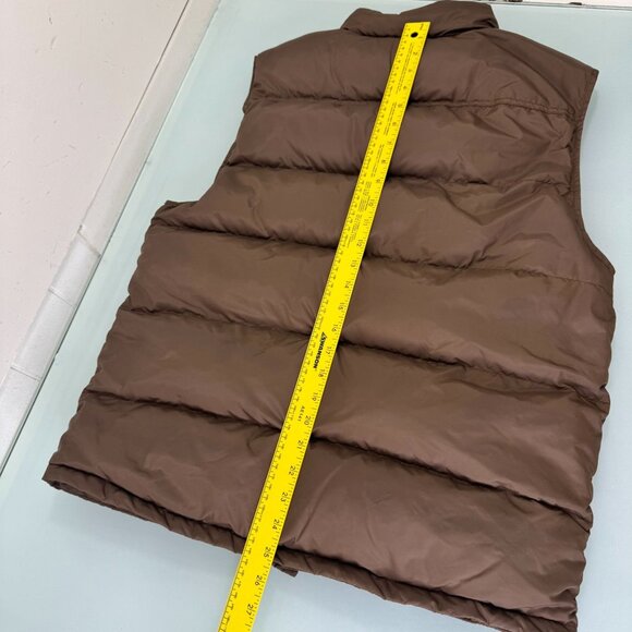 Fossil Puffer Jacket Vest Mens Large L Down Filled Insulated Full Zip Brown - Picture 3 of 7